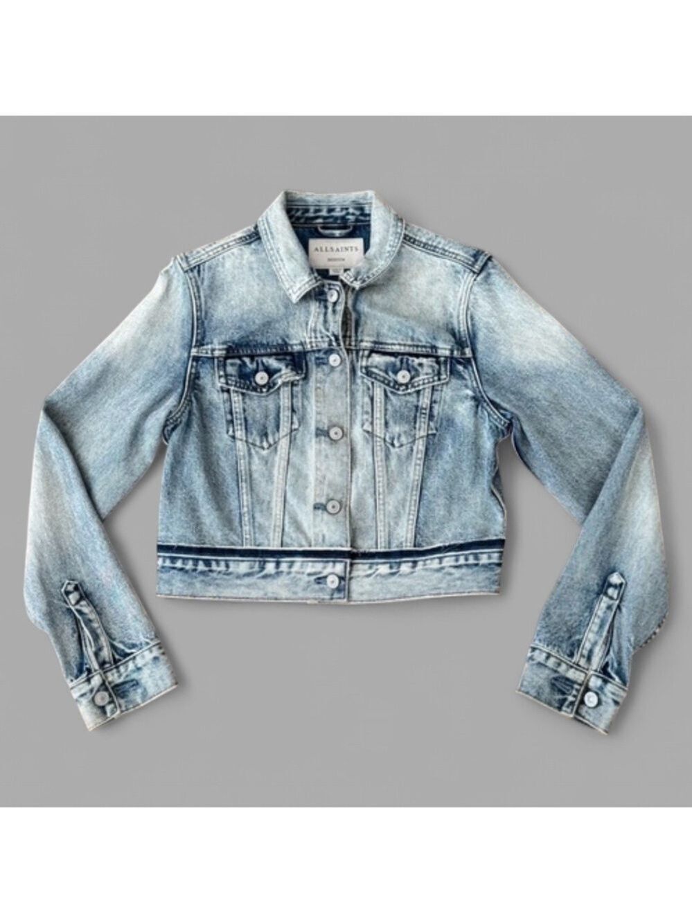 ALLSAINTS Distressed Denim Jacket Blue size-Small EUC - Picture 4 of 15